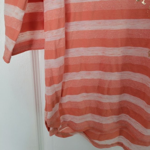 Chico's tunic top orange stripes with gold embellishment 3/4 sleeves Siz… - Picture 4 of 7